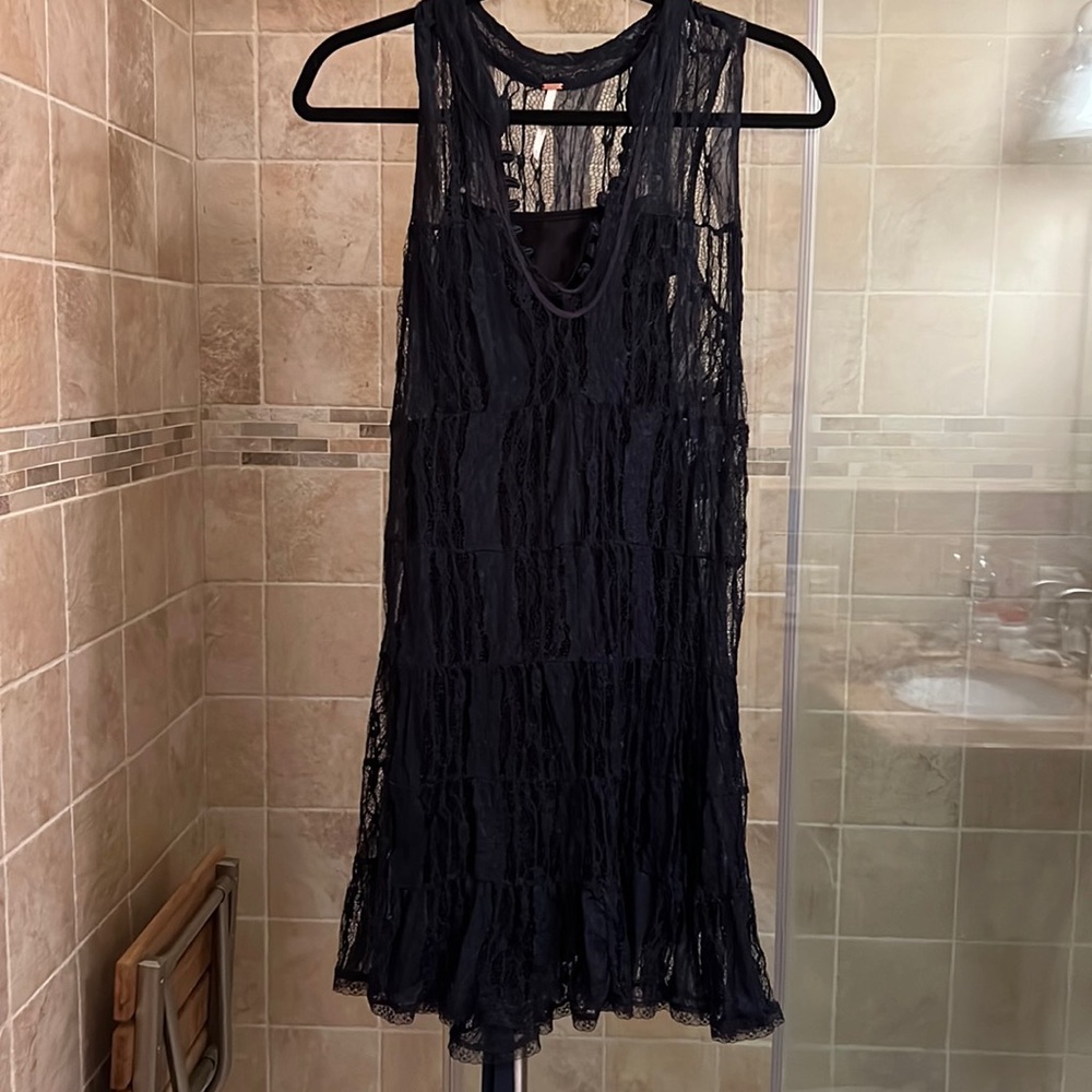 navy blue free people lace dress